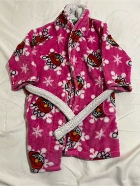Vintage Sesame Street Girls' Pink Plush Elmo Robe with Sherpa Trim Size 3T